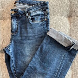 Kut from the Kloth Dark Blue Denim Boyfriend Crop Jeans